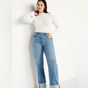 Nordstrom-BP Mock-Neck Lettuce-Edge Rib Top